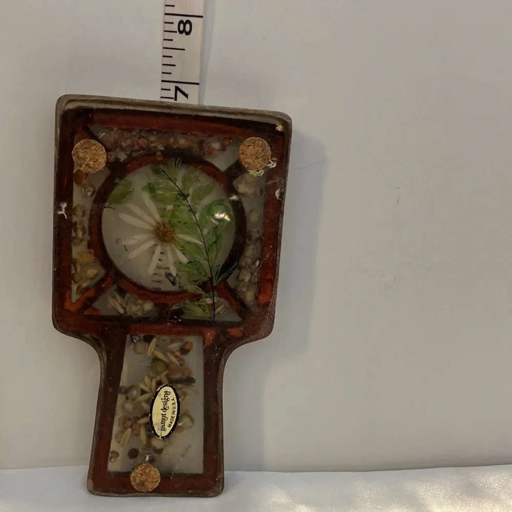 Vintage Spoon Rest Lucite with‎ Natural Inlay